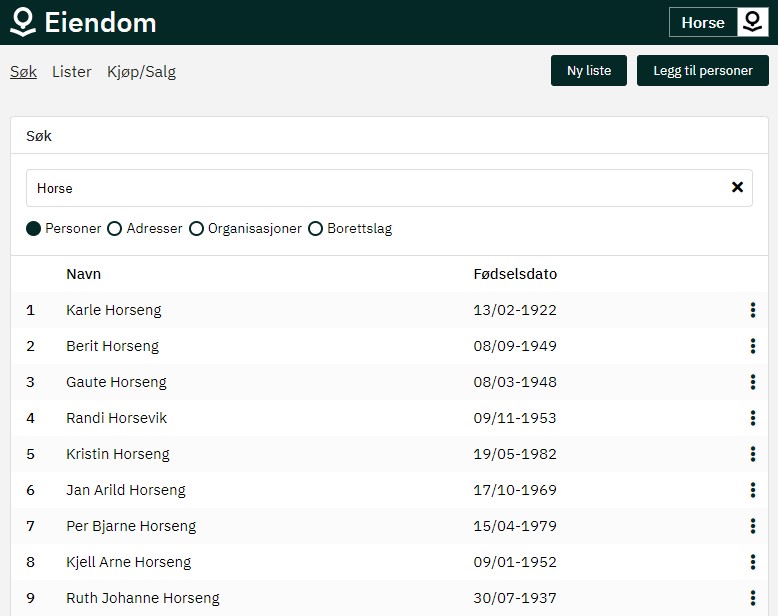 Skjermdump av grensesnitt